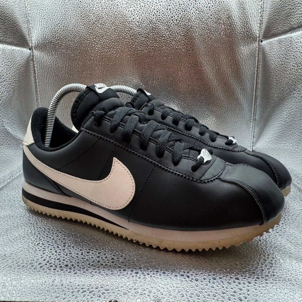 Size 8 - Nike Cortez Basic Leather Black White Low Running Sneakers 819719-012
